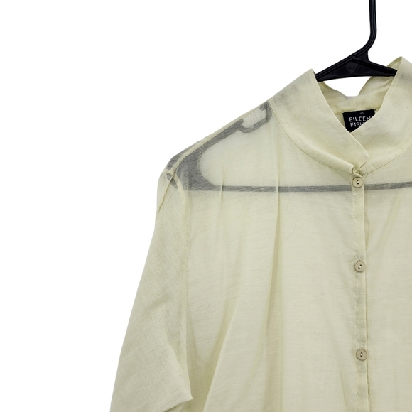Eileen Fisher Women's Sheer Long Sleeves Button Front Top - Picture 2 of 6